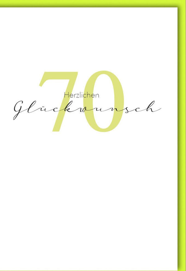 Geburtstagskarte 70 Jahre mit modernem Design und elegantem Schriftzug Herzlichen Glückwunsch stilvolle Doppelkarte zum runden Geburtstag