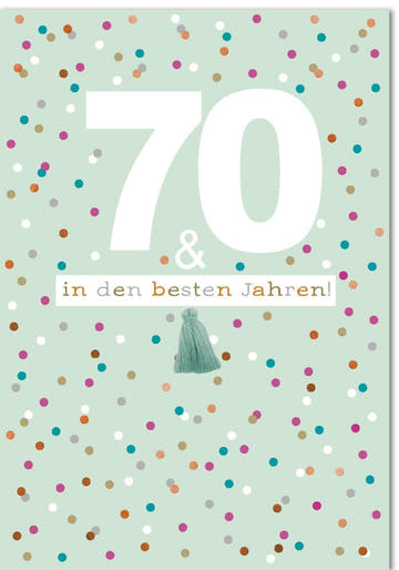 Geburtstagskarte 70 Jahre - XXL A4 Glückwunschkarte mit bunten Punkten für die Jubiläumsfeier