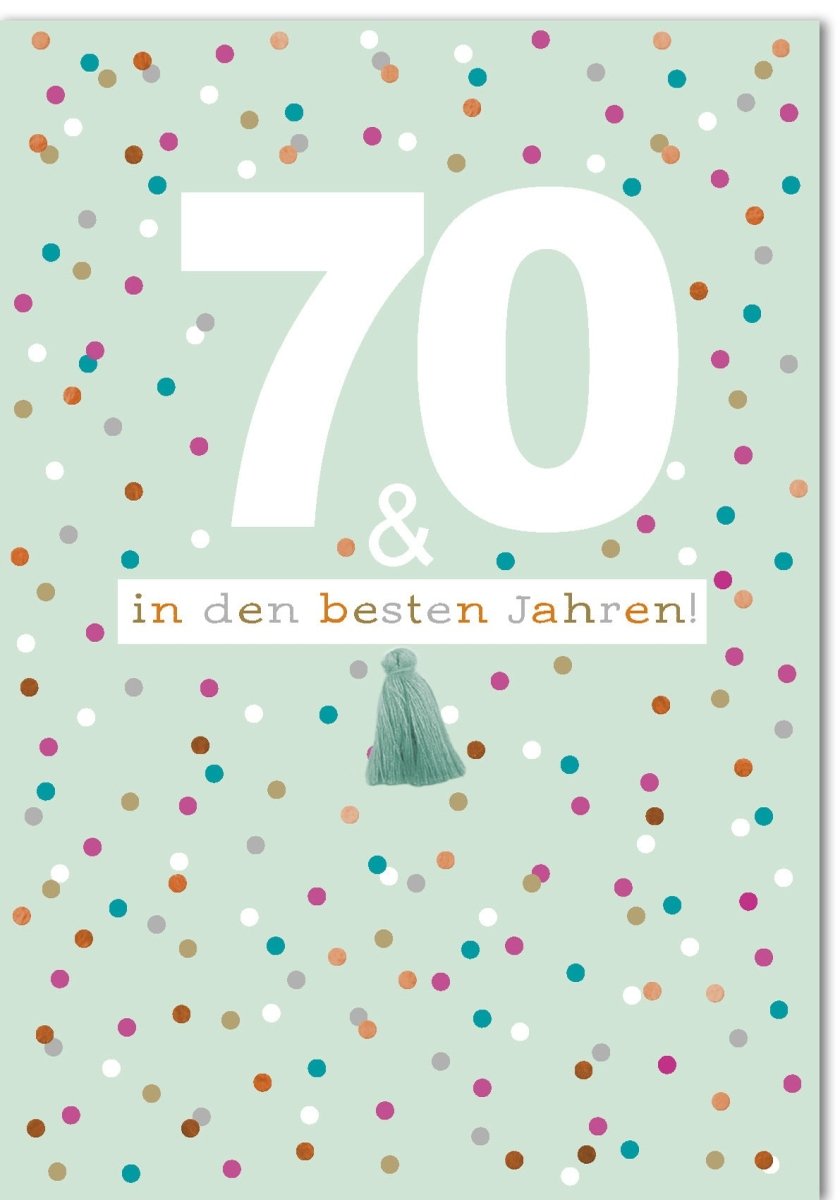 Geburtstagskarte 70 Jahre - XXL A4 Glückwunschkarte mit bunten Punkten für die Jubiläumsfeier