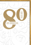 Geburtstagskarte 80 Jahre Geschäftlich – Goldene 80 mit stilvollem Zahlenmuster