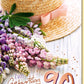 Geburtstagskarte 90 Jahre mit Blumenstrauß und Strohhut liebevoll gestaltet edle Doppelkarte zum runden Geburtstag für Frauen und Männer
