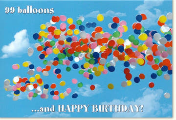 Geburtstagskarte "99 Balloons" - Bunte Luftballons für einen fröhlichen Geburtstagsgruß auf Englisch, Festliche Glückwunschkarte