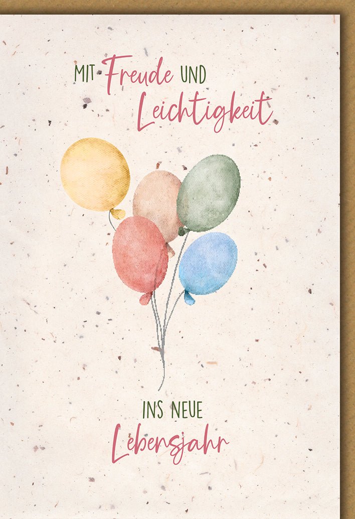 Geburtstagskarte Aquarell – Bunte Ballons mit Freude und Leichtigkeit Botschaft