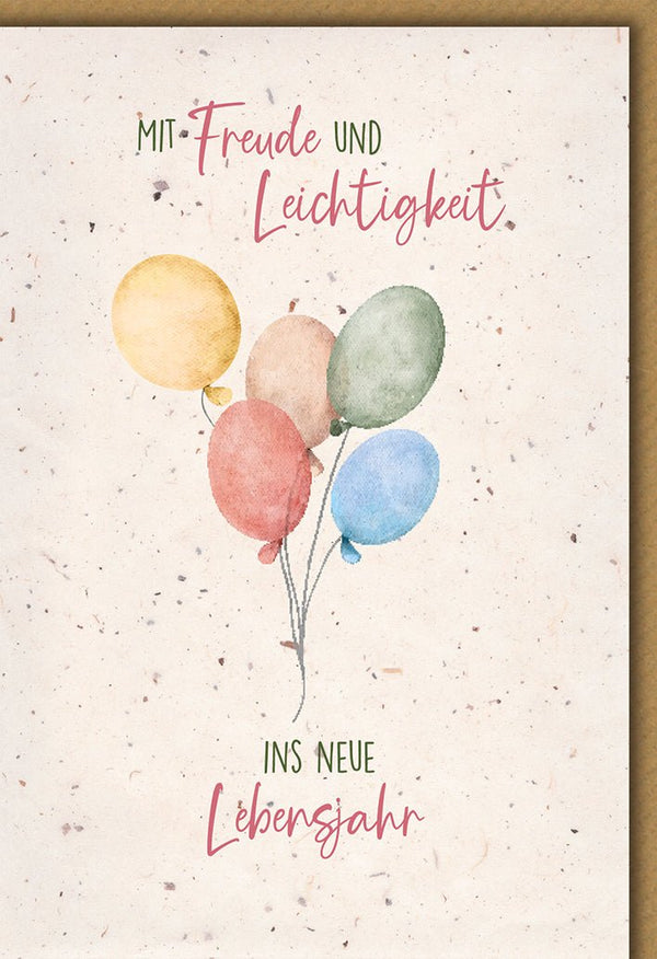 Geburtstagskarte Aquarell – Bunte Ballons mit Freude und Leichtigkeit Botschaft