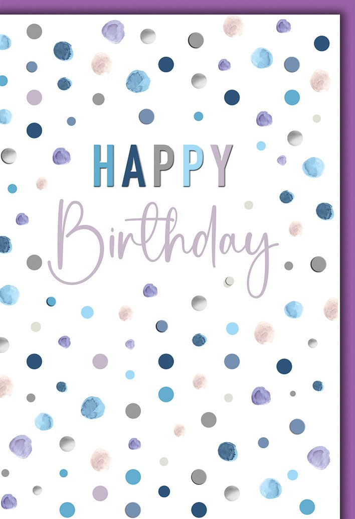 Geburtstagskarte Aquarell – Bunte Punkte in Pastell mit modernem Schriftzug