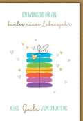 Geburtstagskarte Aquarell – Buntes Geschenk mit Herz und verspielten Details