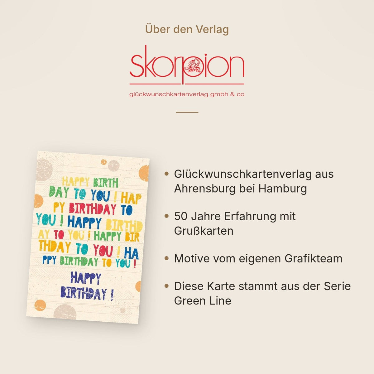 Geburtstagskarte aus Zuckerrohrpapier mit Spruch, Bunte Punkte, Festliche Glückwunschkarte für Feierlichkeiten