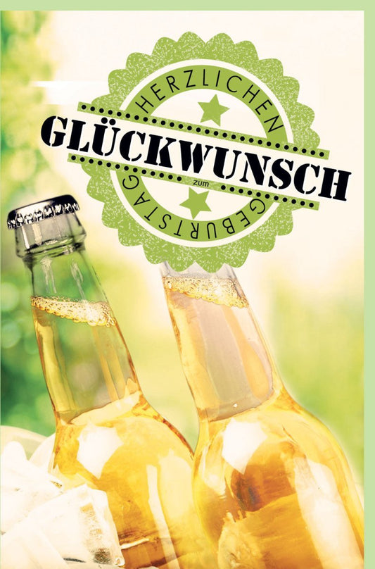 Geburtstagskarte Biermotiv - Prost & Cheers Design für Feier, Jubiläum - Glückwunschkarte zum Anstoßen, Happy Birthday Geschenkkarte