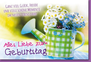 Geburtstagskarte Blumen & Gießkanne - Bunte Grüße für unvergessliche Momente im neuen Lebensjahr