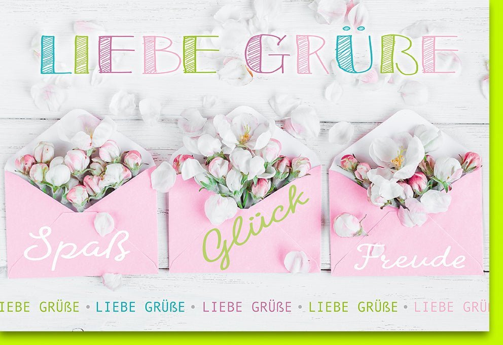 Geburtstagskarte Blumenmotiv – Herzliche Glückwünsche, Bunte Postkarte mit Holzdesign und handschriftlichem Stil