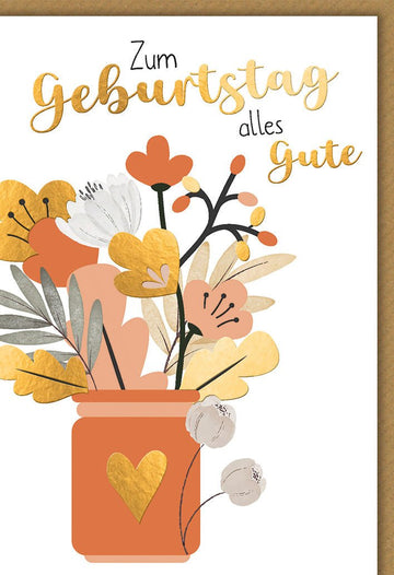 Geburtstagskarte Blumenstrauß – Bunter Blumenmix im rustikalen Vasen - Design