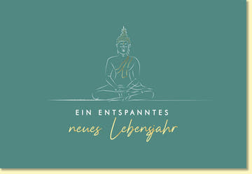 Geburtstagskarte Buddha Motiv entspanntes neues Lebensjahr stilvolle Glückwunschkarte Geburtstag Achtsamkeit Meditation grün elegant