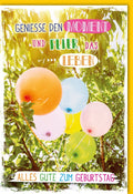 Geburtstagskarte - Bunte Ballons & Sonnenschein-Motiv für Lebensfreude, Glückwünsche zum Geburtstag
