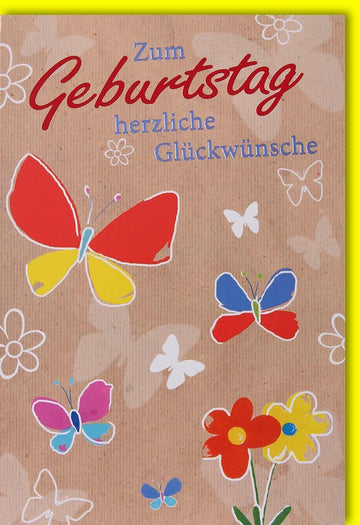 Geburtstagskarte – Bunte Blumen & Schmetterlinge, Festliche Karte für besondere Geburtstagswünsche