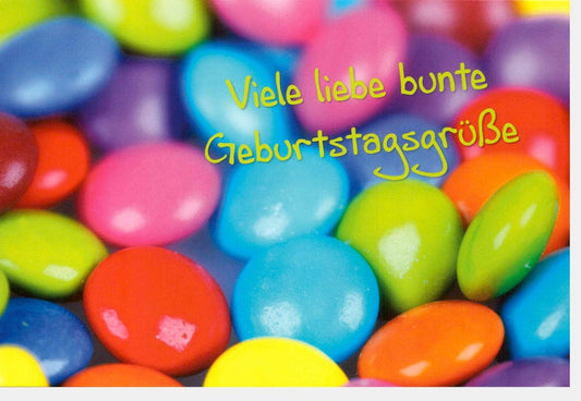 Geburtstagskarte – Bunte Glückwünsche zum Geburtstag, Fröhliche Grüße, Happy Birthday mit Spruch, Festliche Gratulation für jede Feier