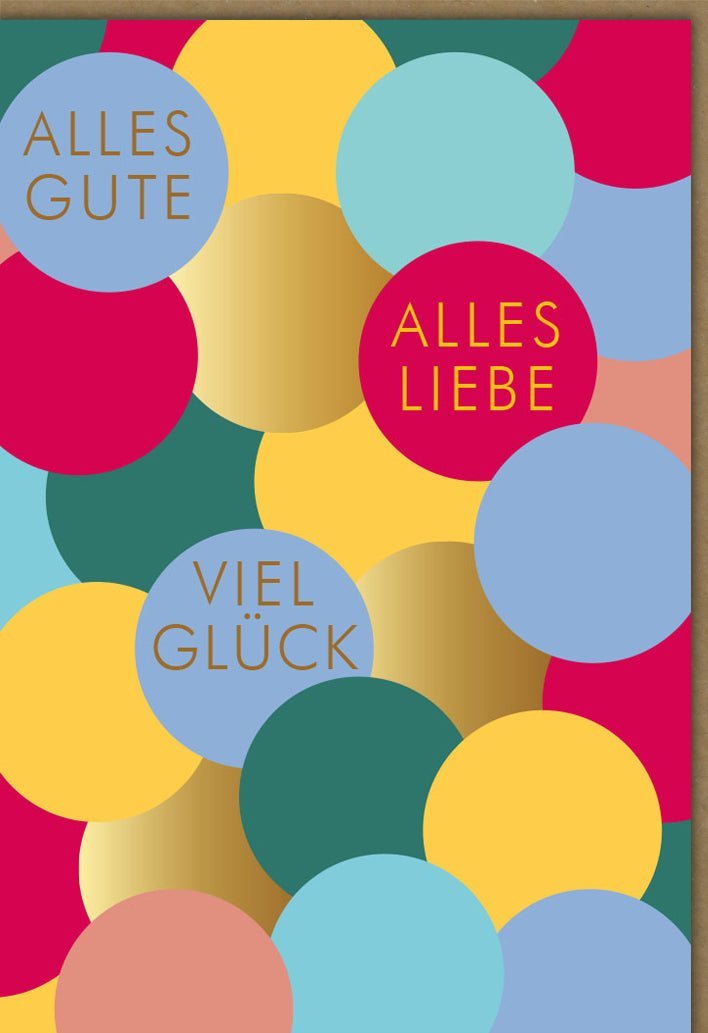 Geburtstagskarte - Bunte Punkte für Glückwünsche, "Alles Gute & Liebe" zum Jubiläum, Farbenfrohe Gratulation