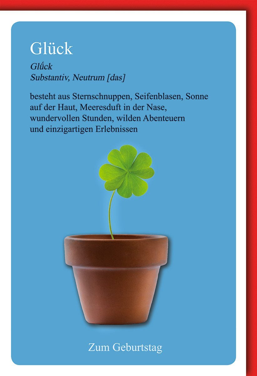 Geburtstagskarte: Einzigartige Erlebnisse mit Kleeblatt, Seifenblasen und Meeresduft