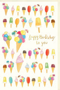 Geburtstagskarte Eiscreme und bunte Luftballons fröhliches Design Glückwunschkarte Geburtstag für Kinder und Erwachsene hochwertige Doppelkarte