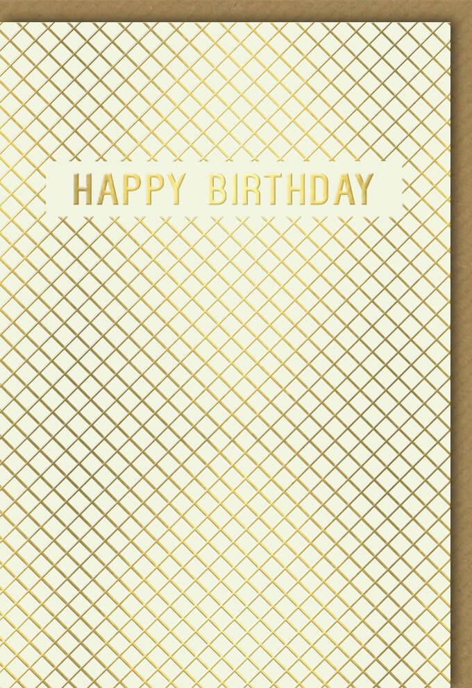 Geburtstagskarte elegant gold mit Prägung Happy Birthday edles Design hochwertige Doppelkarte für stilvolle Glückwünsche