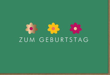 Geburtstagskarte – Elegante Floristik mit Blumenmuster auf Grünem Hintergrund für Erwachsene, Stilvolle Glückwünsche für Frauen und Männer