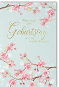 Geburtstagskarte - Elegante Glückwünsche mit Blumen, Rosa Goldschrift, Festliches Florales Design