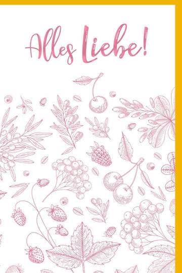 Geburtstagskarte: Elegante Premiumkarte mit Floral - Berry Design & Blindprägung, Hochwertiges Geschenk