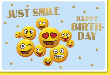 Geburtstagskarte Emoji - Thema – Humorvolle Glückwünsche mit fröhlichen Smileys für Jugendliche & Erwachsene