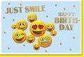 Geburtstagskarte Emoji-Thema – Humorvolle Glückwünsche mit fröhlichen Smileys für Jugendliche & Erwachsene