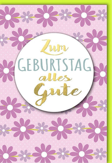 Geburtstagskarte – Festliche Glückwünsche mit Lila & Pink Blumenmuster, für jeden Anlass