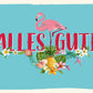 Geburtstagskarte Flamingo Tropisch Bunt mit Blumen für Freunde und Familie - Exotische Sommergrüße mit Ananas und Hibiskus