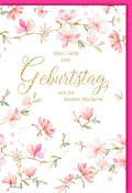 Geburtstagskarte - Florales Design in Rosa mit Schriftzug für stilvolle Gratulationen