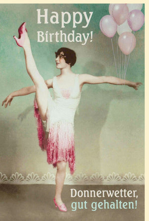 Geburtstagskarte Frau Lustig - Vintage Rosa mit Humorvollem Spruch & Ballons, Einzigartige Glückwünsche für den besonderen Tag