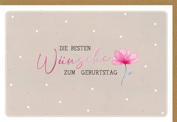 Geburtstagskarte Frauen – Aquarell Blume mit zarten Punkten und eleganter Schrift