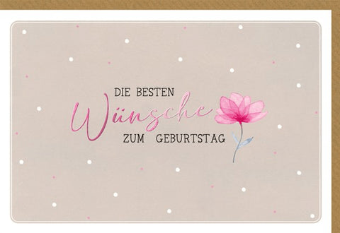 Geburtstagskarte Frauen – Aquarell Blume mit zarten Punkten und eleganter Schrift