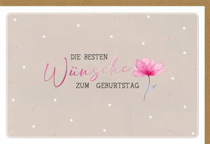 Geburtstagskarte Frauen – Aquarell Blume mit zarten Punkten und eleganter Schrift