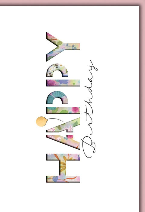 Geburtstagskarte Frauen – Aquarell - Blumenmuster mit Goldakzent und modernem Design