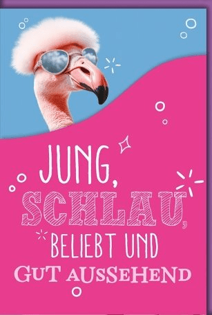 Geburtstagskarte Frauen Lustig – Flamingo mit Sonnenbrille und Geschenken in Pink