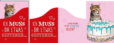 Geburtstagskarte Frauen Lustig – Katze mit Torte und frechem Spruch in buntem Design