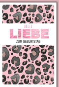 Geburtstagskarte Frauen – Rosa Leopard Muster mit Modernem Schriftzug und Glamour-Effekt