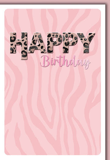 Geburtstagskarte Frauen – Rosa Zebra - Print mit Leopardenschrift und modernem Design