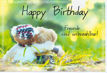 Geburtstagskarte Freunde sind unbezahlbar mit süßen Teddybären Motiv liebevoller Glückwunsch zum Geburtstag Doppelkarte für Freundschaft