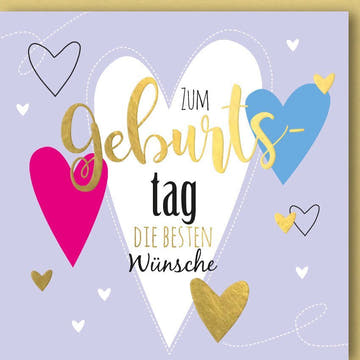 Geburtstagskarte - Fröhliche Glückwünsche mit bunten Herzen für besondere Anlässe und Jubiläen