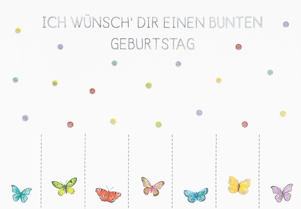 Geburtstagskarte – Fröhliche Grüße: Ich wünsch Dir einen bunten Geburtstag!