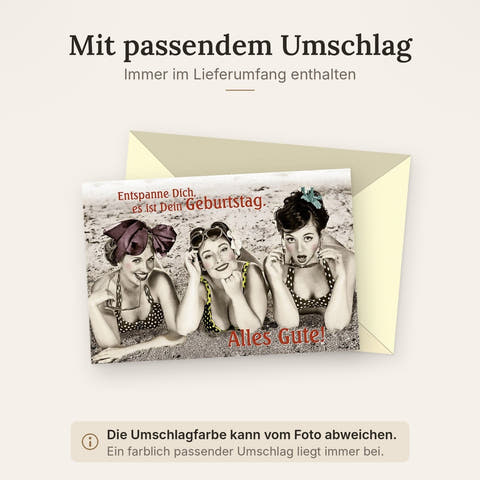 Geburtstagskarte für Frauen - Humorvolle Retro-Karte mit Vintage-Charme und witzigem Spruch, kreative Geschenkidee für originelle Glückwünsche