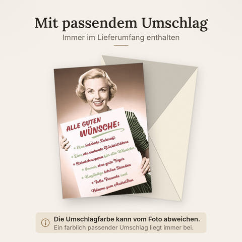 Geburtstagskarte für Frauen - Humorvolle Retro-Karte "Rosarote Zukunft" mit Vintage-Charme, originell & kreativ