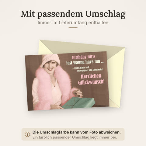 Geburtstagskarte für Frauen - Vintage Retro Rosa, Eleganter Humor für Freundin, Schwester, Mutter - Stilvoll & Lustig in Pink