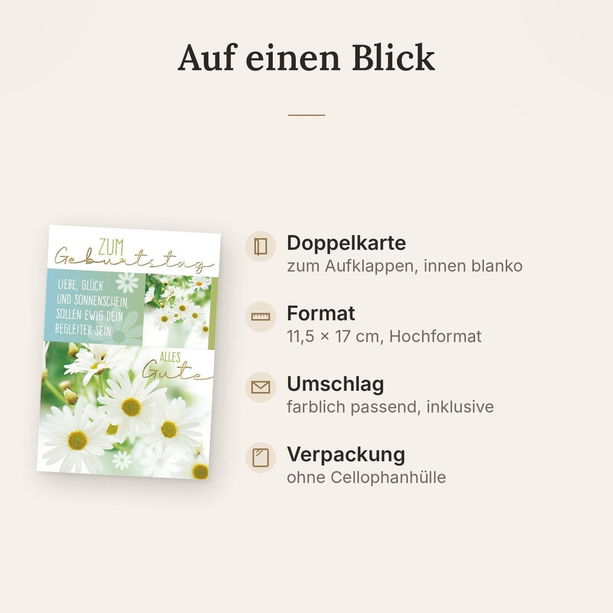 Geburtstagskarte für Männer: Blumenmotiv mit herzlichem Glückwunschtext für Freude und Sonnenschein