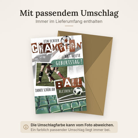 Geburtstagskarte für Männer: Ein Champion feiert Geburtstag - Fußballthema