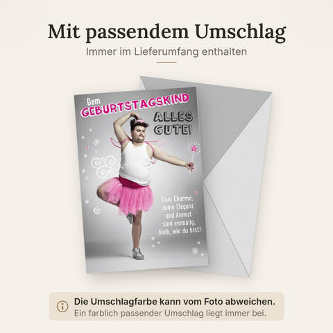 Geburtstagskarte für Männer - Humorvolle & Stilvolle Karte mit Tutu-Design, Einzigartiger Spruch, Perfekt als Geschenk zur Feier