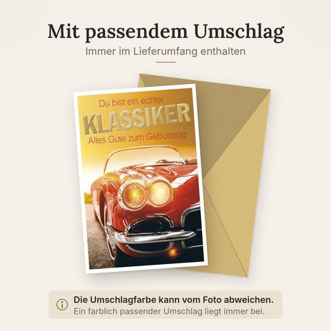 Geburtstagskarte für Männer - Retro Oldtimer Design, Klassische Vintage Auto Glückwünsche
